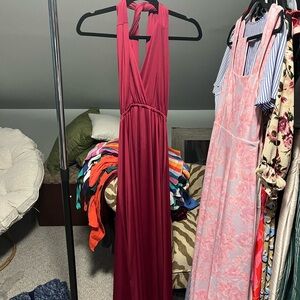 Red Cotton Blend multi wear dress